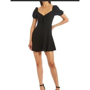 Gianni Bini Ivy Tie Front Puff Sleeve Black Mini Dress NWT Size 4